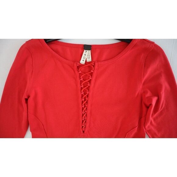 Free People We The Free OB745830 Women's Sz S Jacqui Red Lace Up Long Sleeve Top - Picture 4 of 6